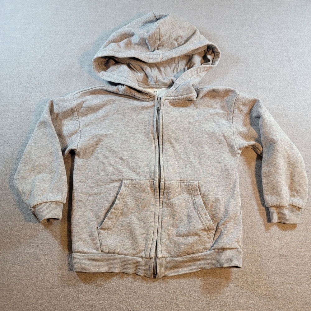 H&M Full Zip Hoodie Kids Size 5T/6 Gray Good Fleece Lined Sweatshirt